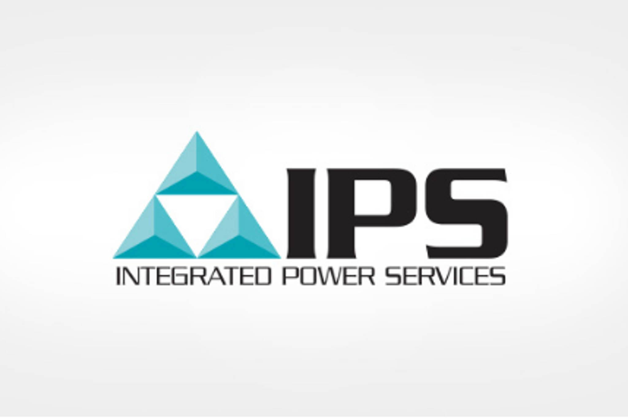 Logotipo de IPS Integrated Power Services con símbolo geométrico turquesa.