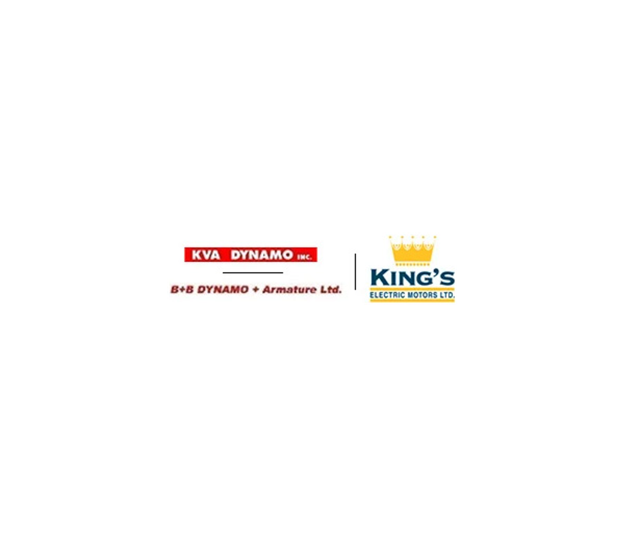 Logos de KVA Dynamo, B&B Dynamo + Armature et King’s Electric Motors