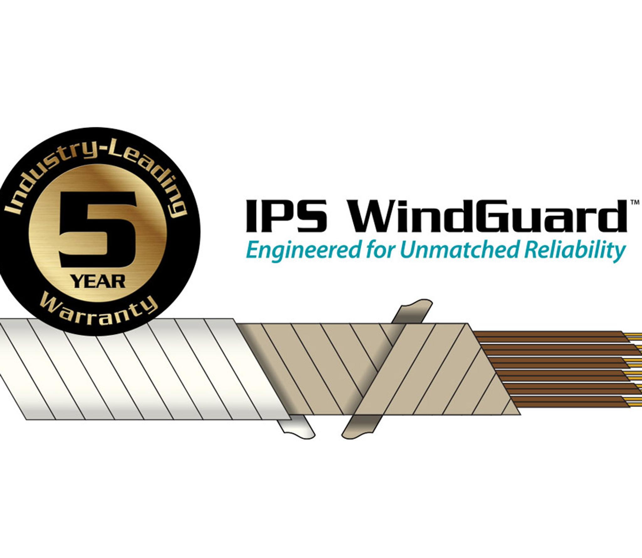 Schéma d’un bobinage IPS WindGuard avec conducteurs en cuivre et garantie de cinq ans.
