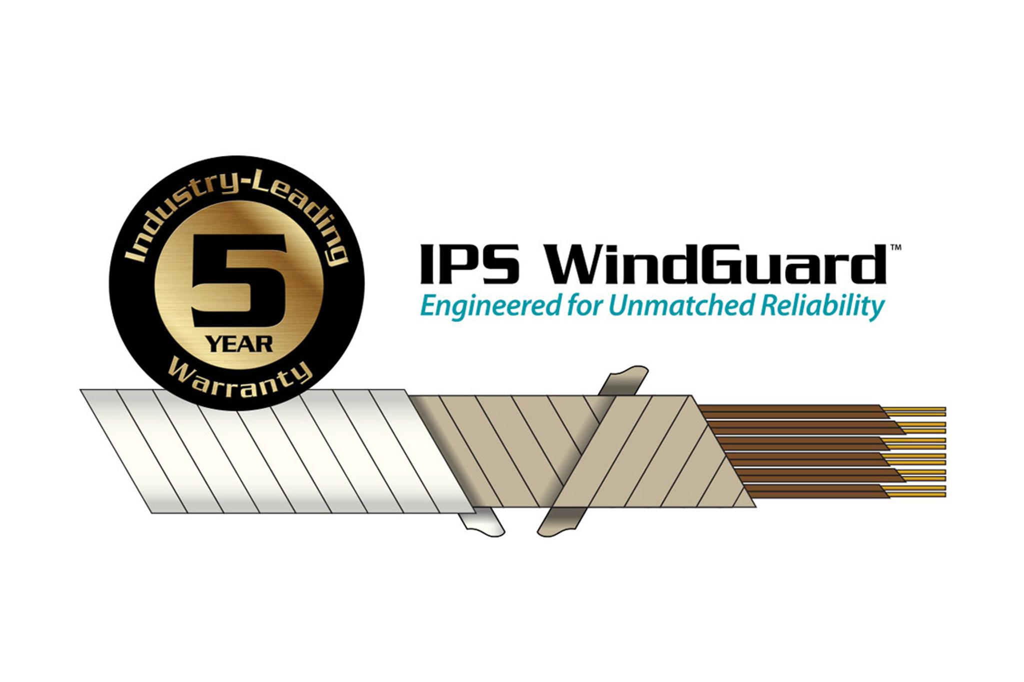 Cable de bobinado IPS WindGuard con sello de garantía de cinco años líder en la industria.