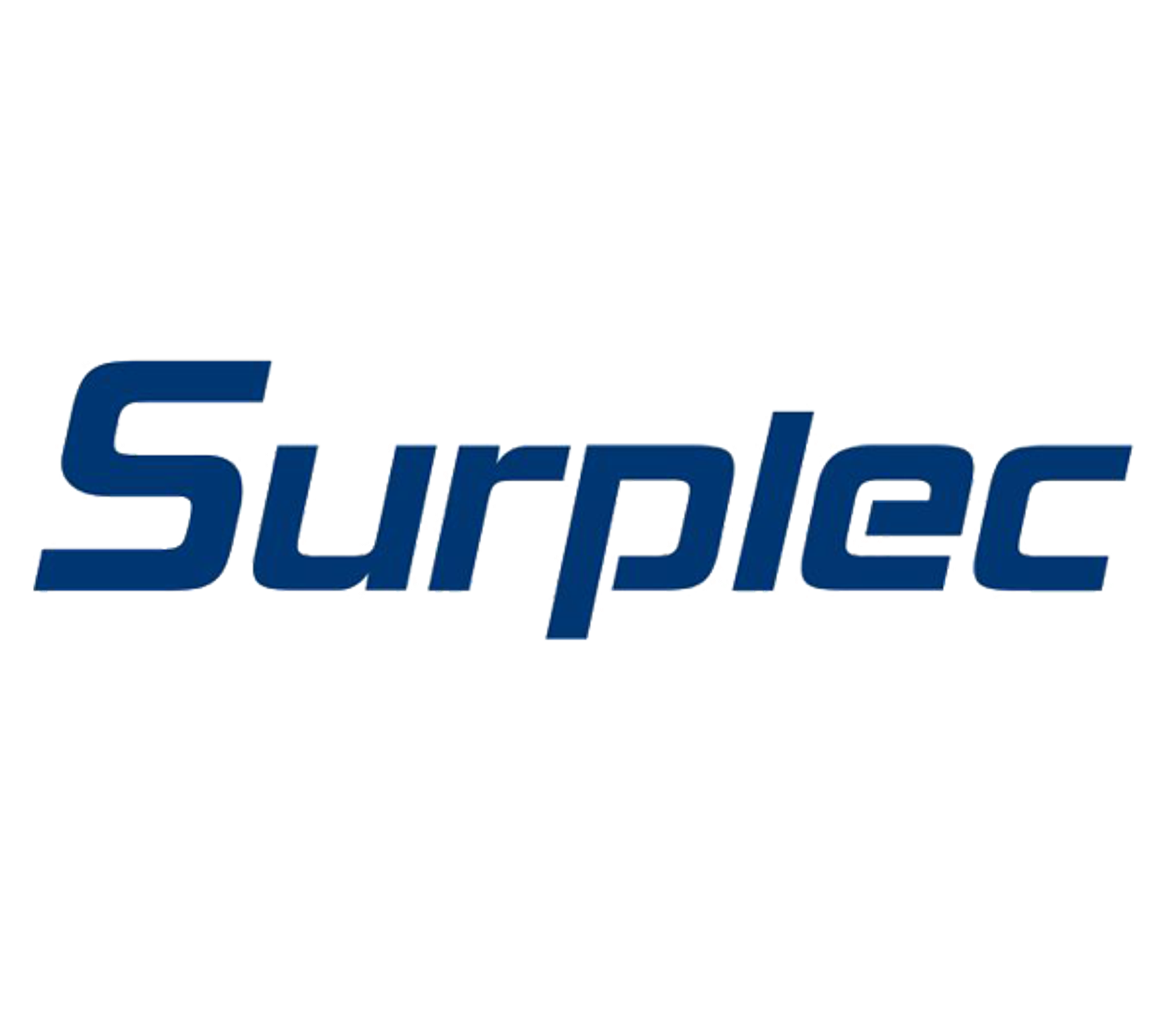 Logotipo azul de Surplec sobre fondo blanco