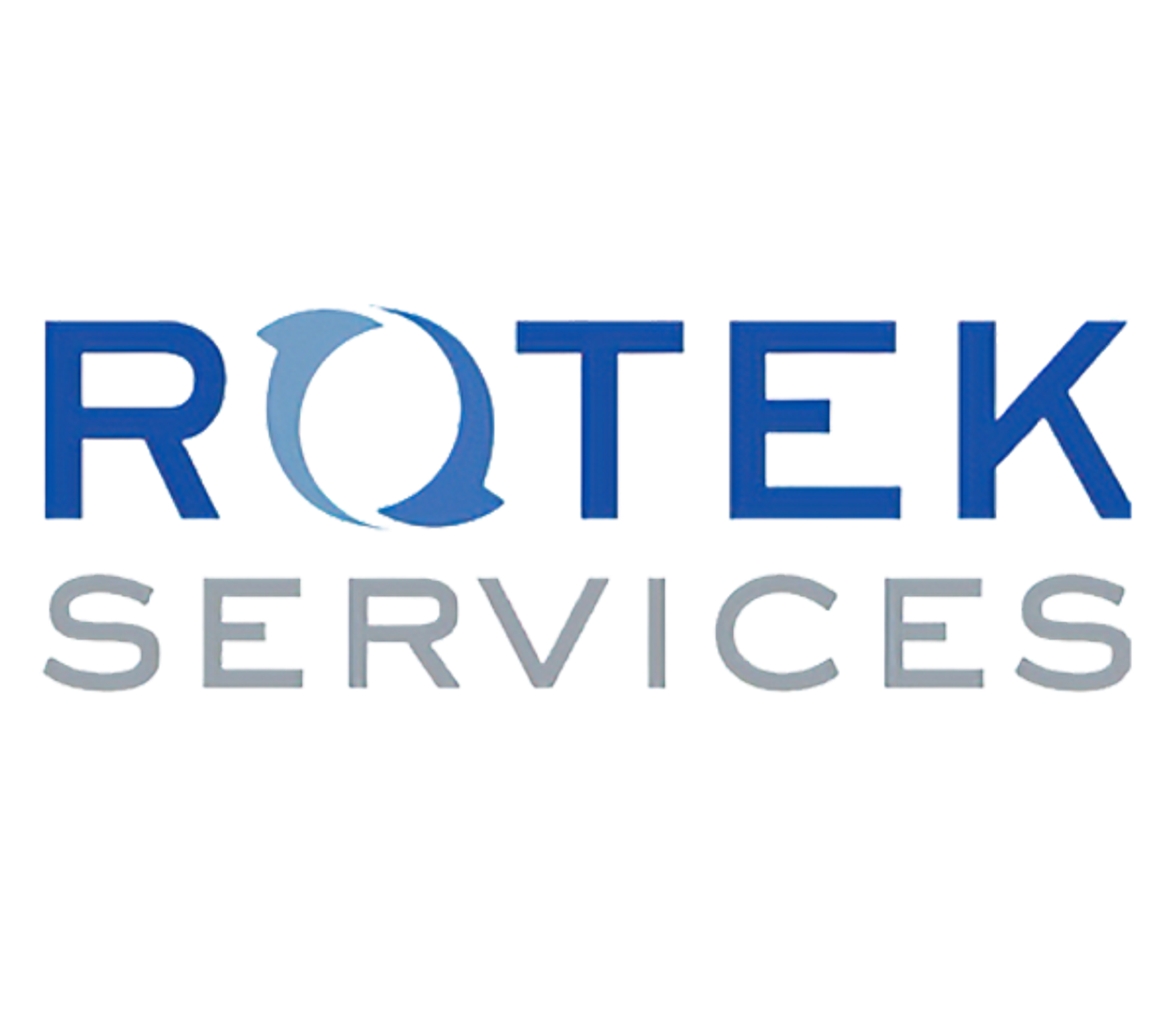 Logo Rotek Services en lettres bleues et grises.