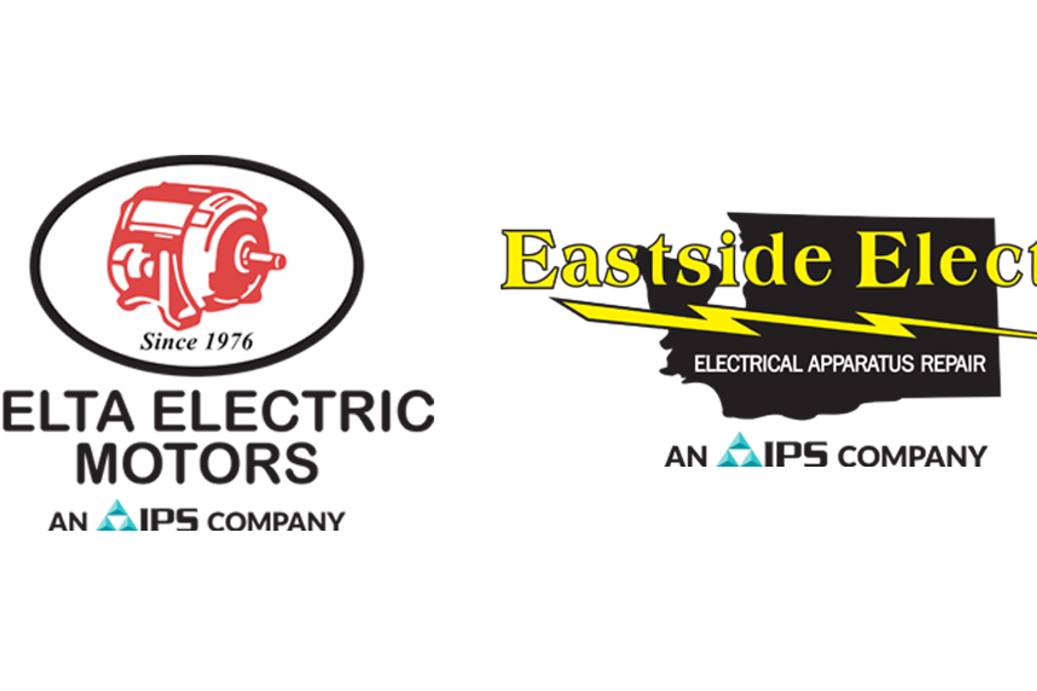Logotipos de Delta Electric Motors y Eastside Electric, empresas de IPS dedicadas a reparar equipos eléctricos.