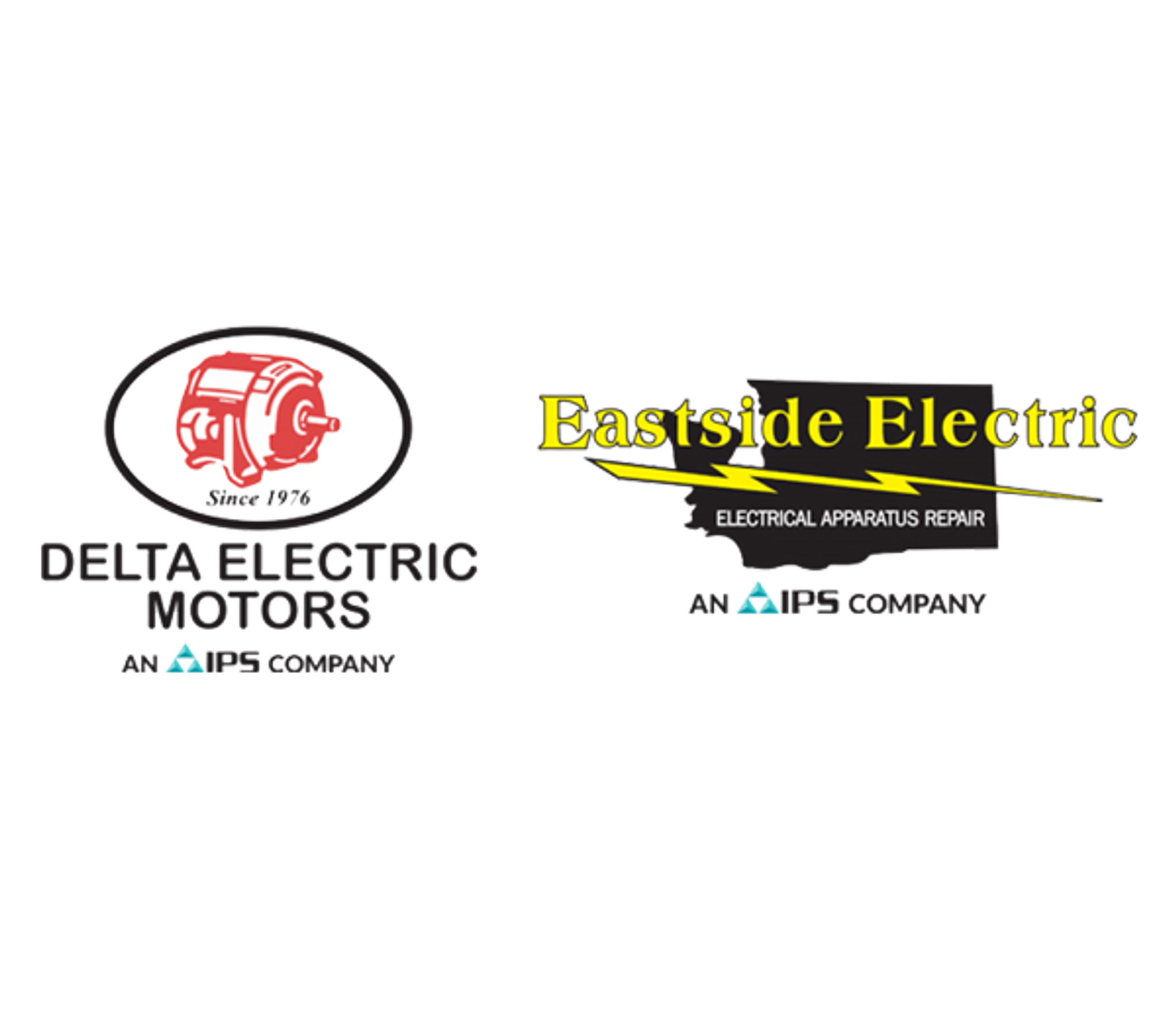 Logos de Delta Electric Motors et Eastside Electric, entreprises IPS de réparation d’équipements électriques.