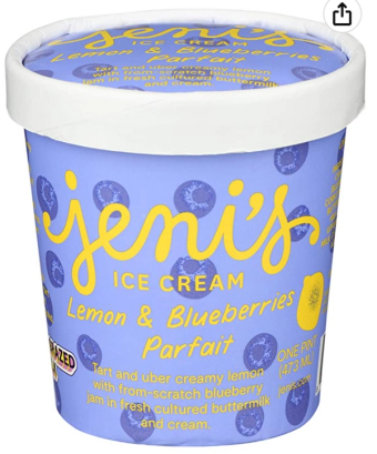 Jeni's, JENIS SPLENDID ICE CREAMS Lemon & Blueberries Parfait Ice Cream, barcode: 0853169002671, has 0 potentially harmful, 2 questionable, and
    2 added sugar ingredients.