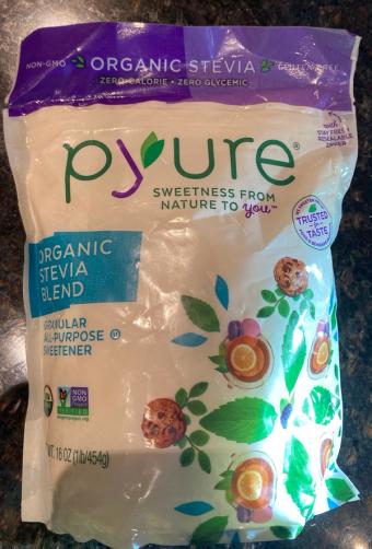 Pyure Brands. Llc, STEVIA BLEND GRANULAR ALL-PURPOSE SWEETENER, barcode: 0850196003169, has 0 potentially harmful, 3 questionable, and
    0 added sugar ingredients.