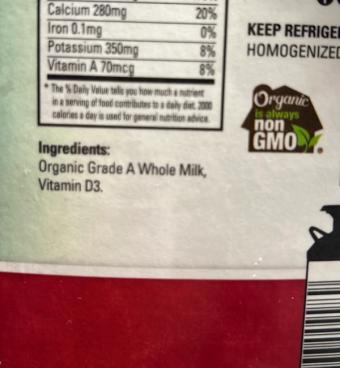Organic Valley, Organic whole milk, barcode: 0093966009989, has 0 potentially harmful, 0 questionable, and
    0 added sugar ingredients.