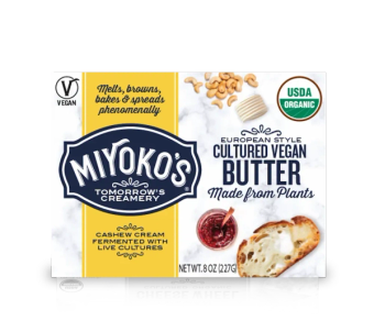 MIYOKO, MIYOKO's, Organic, European Style Cultured Vegan Butter, barcode: 857554005773, has 0 potentially harmful, 1 questionable, and
    0 added sugar ingredients.