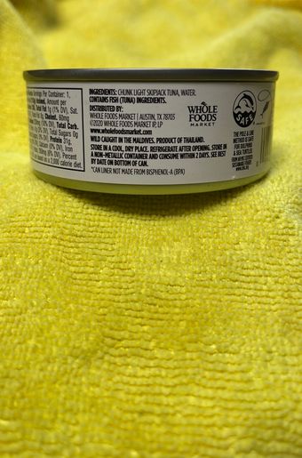 Whole Foods Market, Inc., SKIPJACK WILD JACK IN WATER, SKIPJACK, barcode: 0099482470739, has 0 potentially harmful, 0 questionable, and
    0 added sugar ingredients.