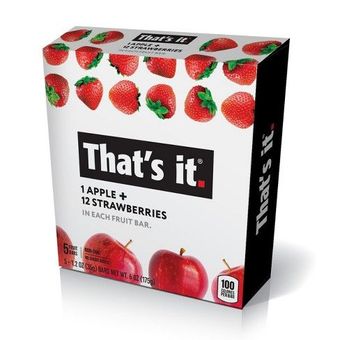 That's It Nutrition, Llc , 1 APPLE + 12 STRAWBERRIES FRUIT BAR, APPLE + STRAWBERRIES, barcode: 0850397004217, has 0 potentially harmful, 0 questionable, and
    0 added sugar ingredients.