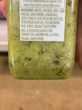 Trader Joe's, Trader Joe's Green Goddess Salad Dressing, barcode: 0000000599917, has 0 potentially harmful, 0 questionable, and
    0 added sugar ingredients.