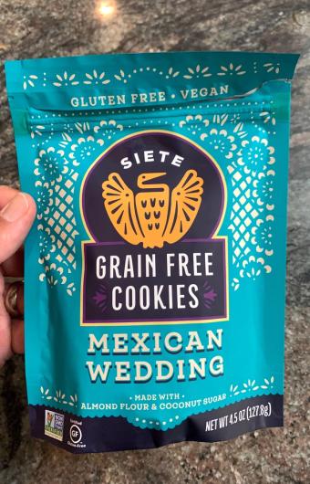 Siete, Siete Grain Free Mexican Wedding Cookies 4.5 oz, barcode: 0851769007966, has 0 potentially harmful, 0 questionable, and
    3 added sugar ingredients.