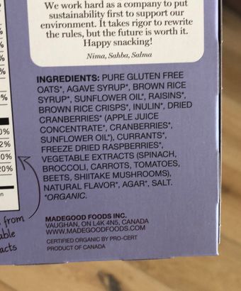 Made Good, Made Good Mixed Berry Granola Bars 6-0.85 oz Packs, barcode: 0687456213064, has 0 potentially harmful, 2 questionable, and
2 added sugar ingredients.