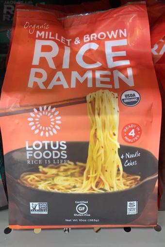 Lotus Foods, MILLET & BROWN ORGANIC RICE RAMEN NOODLE CAKES, MILLET & BROWN, barcode: 0708953602035, has 0 potentially harmful, 0 questionable, and
    0 added sugar ingredients.