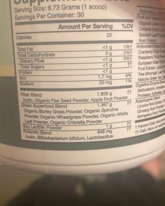 Bloom, Bloom Nutrition Coconut Greens, barcode: 0650971982593, has 0 potentially harmful, 1 questionable, and
    0 added sugar ingredients.