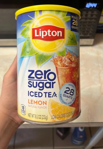 Lipton, Lipton Zero Sugar Lemon Iced Tea Mix 8.1 Oz, barcode: 0041000008603, has 2 potentially harmful, 3 questionable, and
    0 added sugar ingredients.