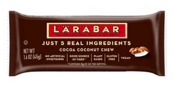 Small Planet Foods, Inc., LARABAR, THE ORIGINAL FRUIT & NUT FOOD BAR, CHOCOLATE COCONUT CHEW, barcode: 0021908453149, has 0 potentially harmful, 0 questionable, and
    0 added sugar ingredients.