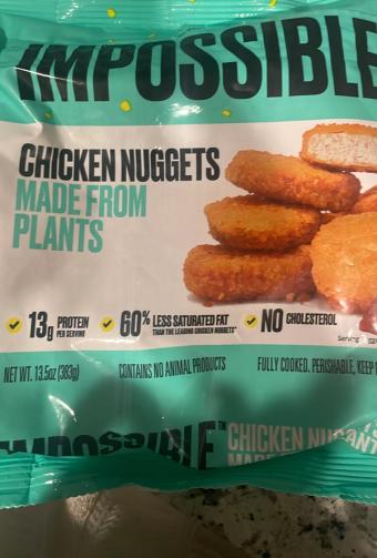 Impossible, Impossible Chicken Nuggets 13.5 oz, barcode: 0816697021149, has 1 potentially harmful, 5 questionable, and
2 added sugar ingredients.