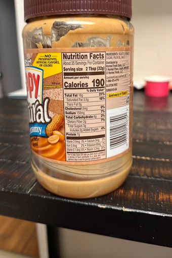 Hormel Foods Corporation, PEANUT BUTTER SPREAD, barcode: 0037600106740, has 0 potentially harmful, 1 questionable, and
    1 added sugar ingredients.