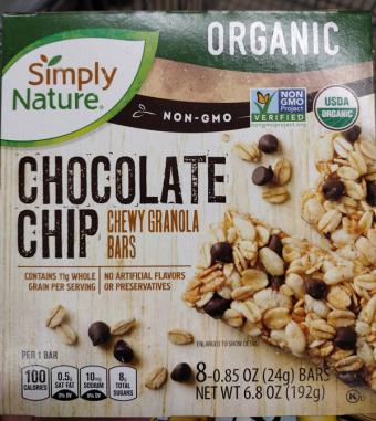 Simply Nature, Chewy chocolate bars, barcode: 4099100116618, has 0 potentially harmful, 3 questionable, and
4 added sugar ingredients.
