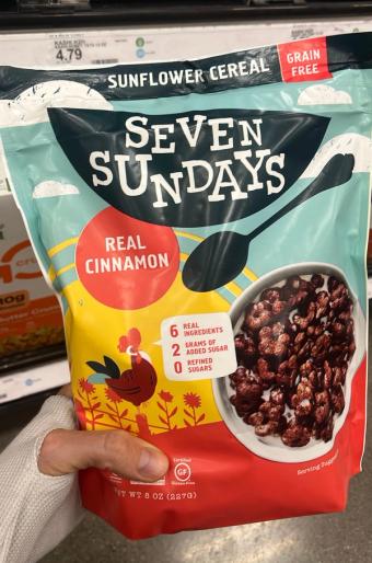 Seven Sundays, Seven Sundays Grain Free Sunflower Real Cinnamon Cereal 8 oz, barcode: 0856088003774, has 0 potentially harmful, 0 questionable, and
    1 added sugar ingredients.