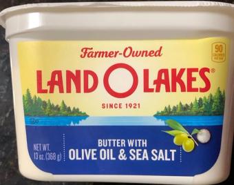 Land O'lakes, Inc., BUTTER WITH OLIVE OIL & SEA SALT, OLIVE OIL & SEA SALT, barcode: 0034500144490, has 0 potentially harmful, 0 questionable, and
    0 added sugar ingredients.