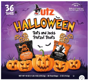 Utz, Utz Halloween Pretzel Treats, barcode: 041780002945, has 3 potentially harmful, 1 questionable, and
    3 added sugar ingredients.