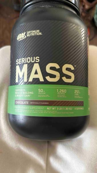 Optimum Nutrition, Optimum Nutrition Serious Mass Chocolate Protein Powder 2.96 Lb, barcode: 0748927063769, has 4 potentially harmful, 0 questionable, and
    0 added sugar ingredients.