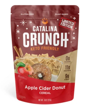 Catalina Crunch , Apple Cider Donut Cereal, barcode: 0850017468818, has 0 potentially harmful, 5 questionable, and
    1 added sugar ingredients.