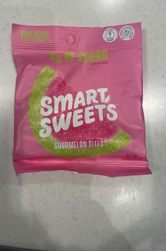 Smartsweets, SmartSweets Sourmelon Bites Candy 1.8 oz, barcode: 0669809200808, has 0 potentially harmful, 8 questionable, and
    0 added sugar ingredients.