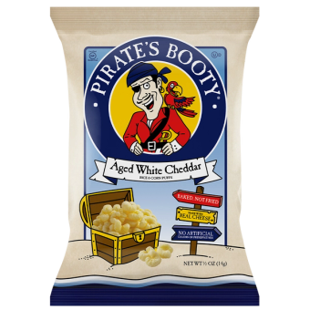 Pirate's Booty, Baked Rice and Corn Puffs, Aged White Cheddar, barcode: 0015665601127, has 1 potentially harmful, 5 questionable, and
    0 added sugar ingredients.