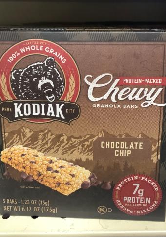 Kodiak, Kodiak Protein-Packed Chewy Chocolate Chip Granola Bars 5 - 1.23 oz, barcode: 0705599016288, has 0 potentially harmful, 2 questionable, and
    4 added sugar ingredients.