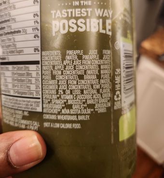 Wm. Bolthouse Farms Inc., 100% FRUIT JUICE SMOOTHIE, GREEN GOODNESS, barcode: 0071464240806, has 0 potentially harmful, 1 questionable, and
0 added sugar ingredients.