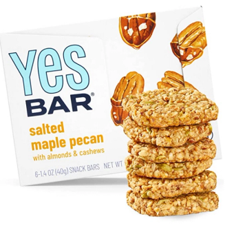 Yes Bar, YES Bar Salted Maple Pecan, barcode: 0861430000288, has 0 potentially harmful, 0 questionable, and
    2 added sugar ingredients.