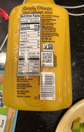 The Minute Maid Company, 100% PURE SQUEEZED PASTEURIZED ORANGE JUICE, ORANGE, barcode: 0025000100000, has 0 potentially harmful, 0 questionable, and
    0 added sugar ingredients.