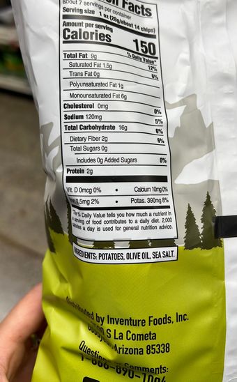 Inventure Foods, Inc., CLASSIC SEA SALT OLIVE OIL, CLASSIC SEA SALT, barcode: 0708163118531, has 0 potentially harmful, 0 questionable, and
    0 added sugar ingredients.