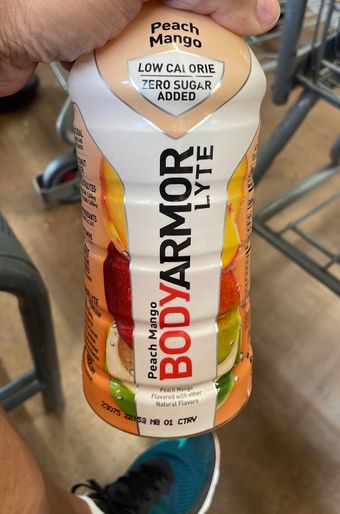 Body Armor, Body Armor Lyte No Sugar Added Peach Mango Sports Drink 28 oz, barcode: 0858176002843, has 0 potentially harmful, 8 questionable, and
    0 added sugar ingredients.