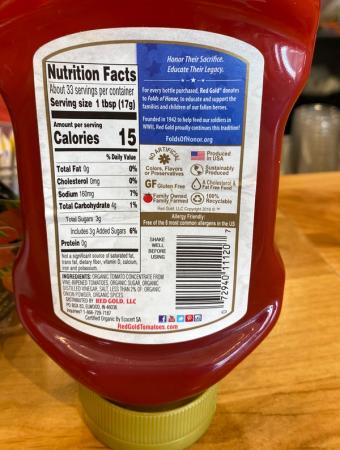 Red Gold Inc., RED GOLD, ORGANIC KETCHUP, barcode: 0072940111207, has 0 potentially harmful, 0 questionable, and
1 added sugar ingredients.