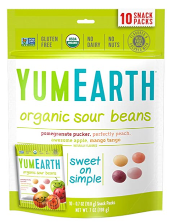 Yummyearth Inc., ORGANIC JELLY SOUR BEANS, barcode: 0810165015685, has 0 potentially harmful, 4 questionable, and
    2 added sugar ingredients.
