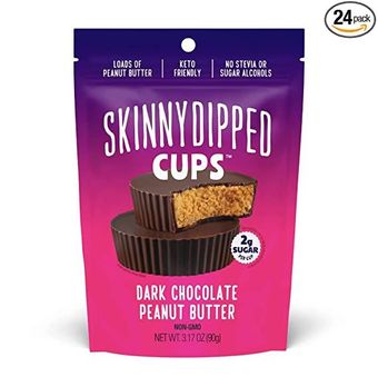 Skinny Dipped, Skinny Dipped Dark Chocolate Peanut Butter Cups 3.17 Oz, barcode: 0851562008658, has 0 potentially harmful, 1 questionable, and
    2 added sugar ingredients.