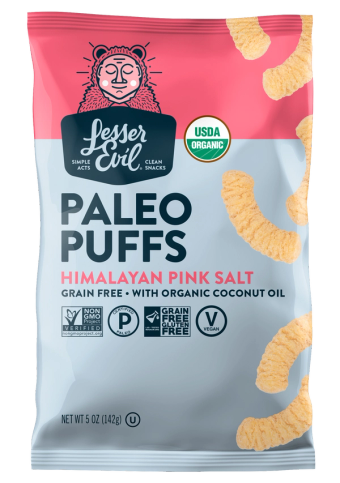 Lesser Evil, Himalayan Pink Salt Paleo Puffs, barcode: 0856762007401, has 0 potentially harmful, 0 questionable, and
    0 added sugar ingredients.
