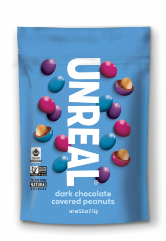 Unreal Brands Inc, DARK CHOCOLATE COVERED PEANUTS, DARK CHOCOLATE, barcode: 0857484006291, has 0 potentially harmful, 2 questionable, and
3 added sugar ingredients.