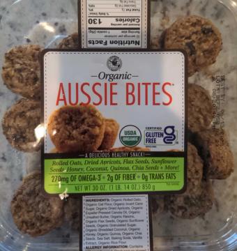 Best Express Foods, Inc., AUSSIE BITES, ROLLED OATS, DRIED APRICOTS, FLAX SEEDS, SUNFLOWER SEEDS, HONEY, COCONUT, QUINOA, CHIA SEEDS + MORE!, barcode: 0731216103987, has 1 potentially harmful, 0 questionable, and
    3 added sugar ingredients.