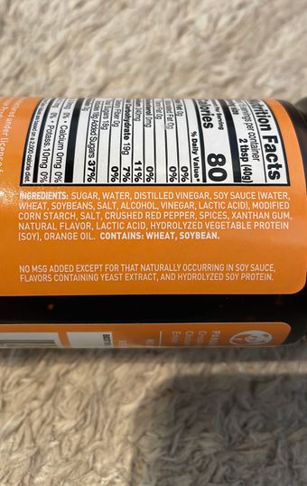 Greystar Products, Inc., ORANGE SAUCE, barcode: 0698639080038, has 2 potentially harmful, 3 questionable, and
    1 added sugar ingredients.