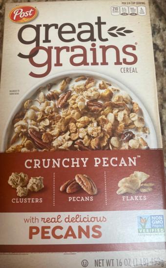 Post Consumer Brands, Llc, POST, GREAT GRAINS, WHOLE GRAIN CEREAL, HONEY,OATS & SEEDS, HONEY,OATS & SEEDS, barcode: 0884912004567, has 1 potentially harmful, 2 questionable, and
    5 added sugar ingredients.