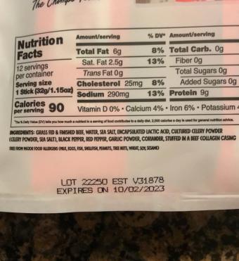Chomps , Original Beef Sticks - Mild, barcode: 0856584004763, has 0 potentially harmful, 1 questionable, and
    0 added sugar ingredients.