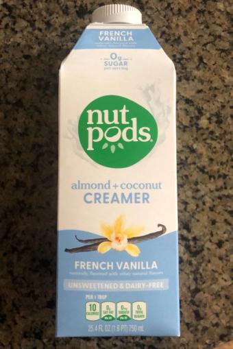 Nut Pods, Nut Pods French Vanilla Almond + Coconut Creamer 25.4 fl oz, barcode: 0859922007396, has 0 potentially harmful, 2 questionable, and
    0 added sugar ingredients.