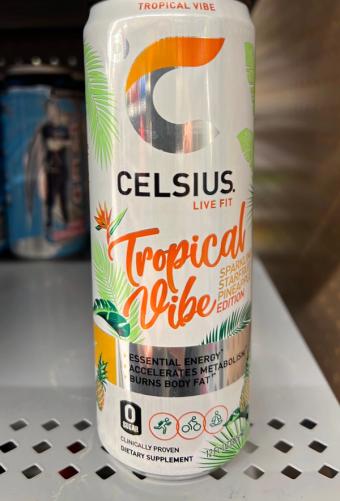CELSIUS, Celsius Tropical Vibe Sparkling Starfruit Pineapple Edition Energy Drink 12 Fl Oz, barcode: 0889392021394, has 1 potentially harmful, 2 questionable, and
    0 added sugar ingredients.