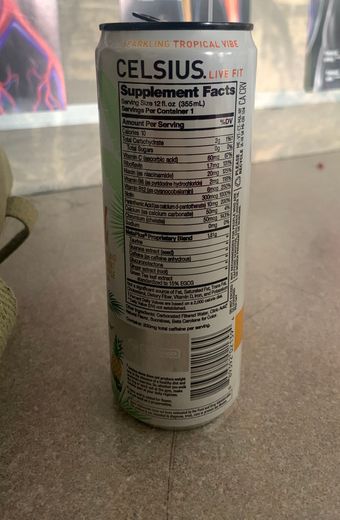 CELSIUS, Celsius Tropical Vibe Sparkling Starfruit Pineapple Edition Energy Drink 12 Fl Oz, barcode: 0889392021394, has 1 potentially harmful, 2 questionable, and
    0 added sugar ingredients.