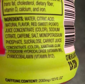 Gatorade, Fast Twitch Strawberry Watermelon Gatorade Energy Drink, barcode: 0876063811705, has 1 potentially harmful, 5 questionable, and
    0 added sugar ingredients.